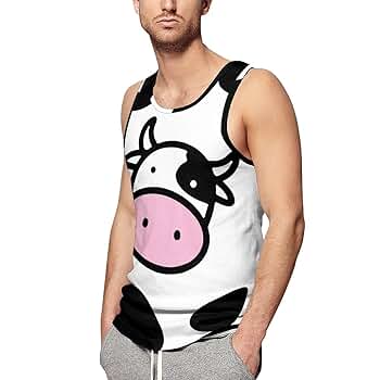 Amazon | [KalinKay] タンクトップ メンズ 牛柄 乳牛柄 Cow